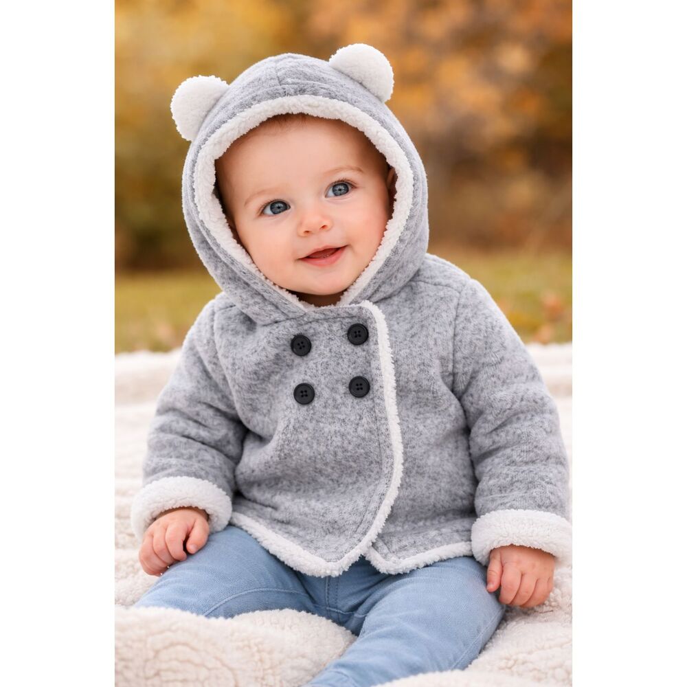 Old Navy Grey Hooded Jacket 3-6 M
